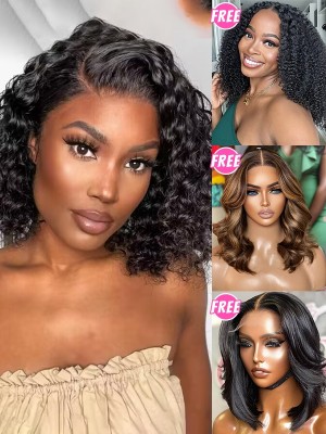BUY 1 GET 1 EXTRA FREE WIG | Bleached Knots Short Curly Bob 12 Inches HD Invisible 360 Lace Wig BG07