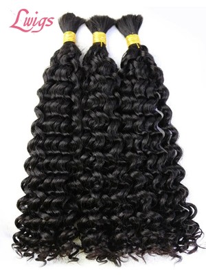 New-in Double Drawn Bulk Human Hair Water Wave Natural Black Color Bulk Human Hair For Braiding Lwigs405