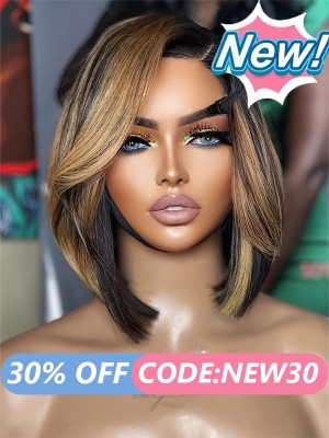 Lwigs New Arrivals Summer Hot Style Highlight Color Short Bob Haircut Side Part Bleached Knots 13x6 HD Lace Front Wigs NEW70