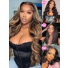 BUY 1 GET 1 EXTRA FREE WIG  Highlight Color Body Wave 18 Inches 13x4 Lace Front Wig Bleached Knots BG05